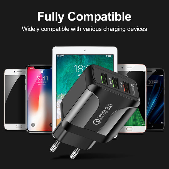 Fast Charge Mobile Phone Charger 3USB Smart European Standard American Standard British Standard 5V9V12V Multiport Travel Charger