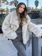 Faux Fur Warm Loose Jackets For Women Loose Stand Collar Long Sleeve Coat 2023 Autumn Winter Chic Female New Outerwear ﻿