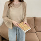 Sheer Mesh Top Women Fishnet Long Sleeve O-neck Pullover Open-Knit Crochet Top Laides Spring Summer Cover Up Casual Outfit