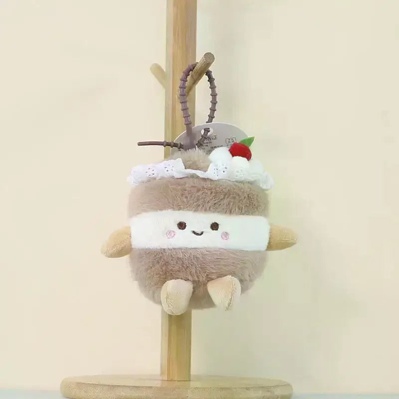 Cute Birthday Cake Plush Pendant Keychain