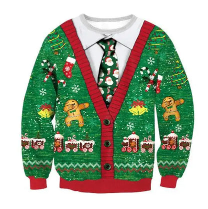 Ugly Christmas Sweaters Green Jumpers 3D Funny Printed Holiday Party Xmas Sweatshirt for Party Birthday Xmas Sweatshirt 2025