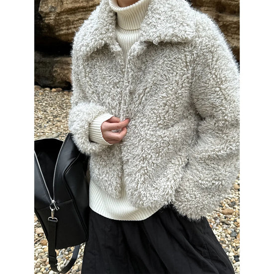 Lamb Fur White Shearling Jacket Women&