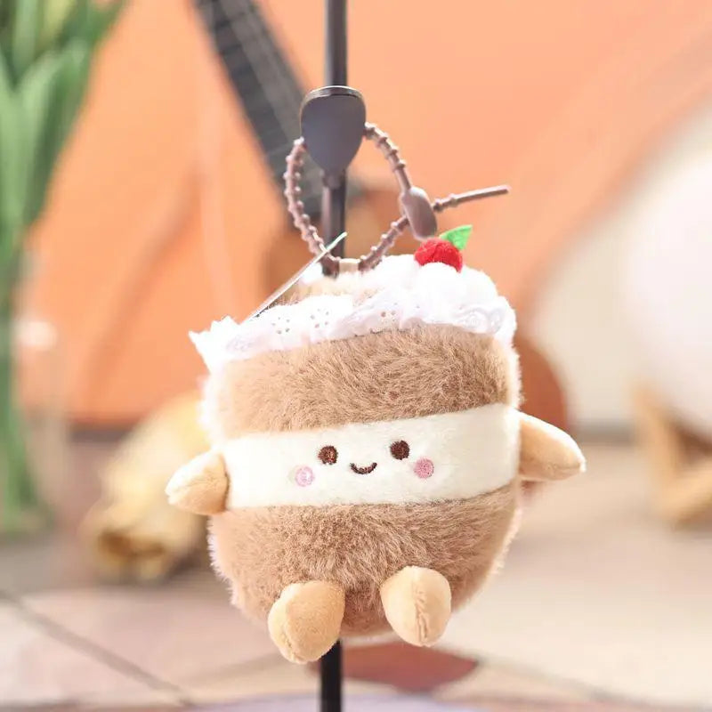 Cute Birthday Cake Plush Pendant Keychain