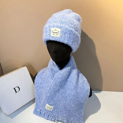 Outdoor Winter Hat and Scarf Set Soft Lamb Wool Knit Beanie with Ear Flaps Warm Scarf for Women Cold Weather Protection