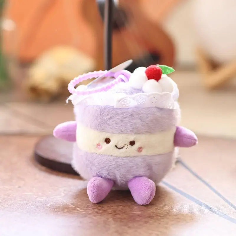 Cute Birthday Cake Plush Pendant Keychain