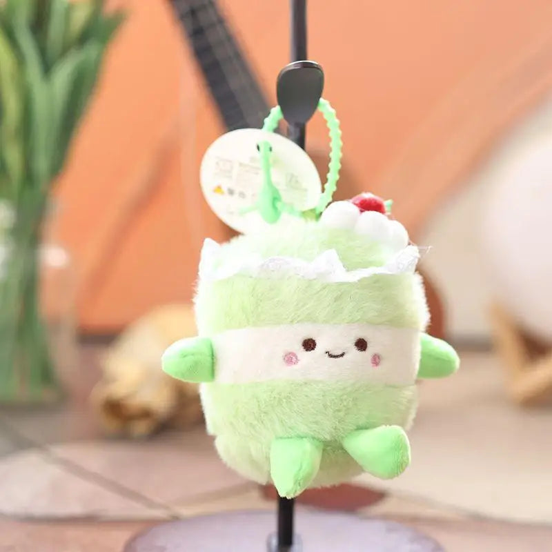 Cute Birthday Cake Plush Pendant Keychain
