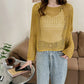 Sheer Mesh Top Women Fishnet Long Sleeve O-neck Pullover Open-Knit Crochet Top Laides Spring Summer Cover Up Casual Outfit