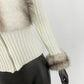 2025 Eco-friendly Sweater Cardigan Women Faux Fur Collar Knitwear Cuddly Designer Knitted Autumn Warm Faux Fur Patchwork Clothe