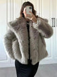 Faux Fur Warm Loose Jackets For Women Loose Stand Collar Long Sleeve Coat 2023 Autumn Winter Chic Female New Outerwear ﻿