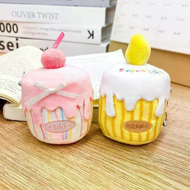 Cute Cartoon Simulation Birthday Cake Pendant Plush Keychain