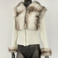2025 Eco-friendly Sweater Cardigan Women Faux Fur Collar Knitwear Cuddly Designer Knitted Autumn Warm Faux Fur Patchwork Clothe