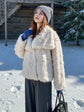 Faux Fur Warm Loose Jackets For Women Loose Stand Collar Long Sleeve Coat 2023 Autumn Winter Chic Female New Outerwear ﻿