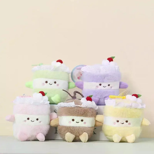 Cute Birthday Cake Plush Pendant Keychain
