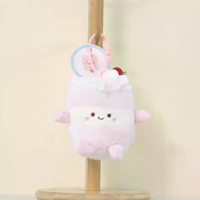 Cute Birthday Cake Plush Pendant Keychain