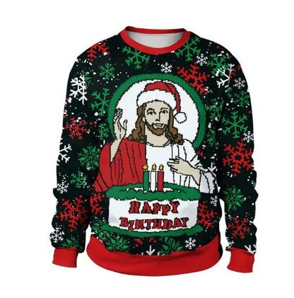 Ugly Christmas Sweaters Green Jumpers 3D Funny Printed Holiday Party Xmas Sweatshirt for Party Birthday Xmas Sweatshirt 2025