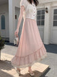 Elegant Pink Lace Trim A-Line Skirt – Summer Women&