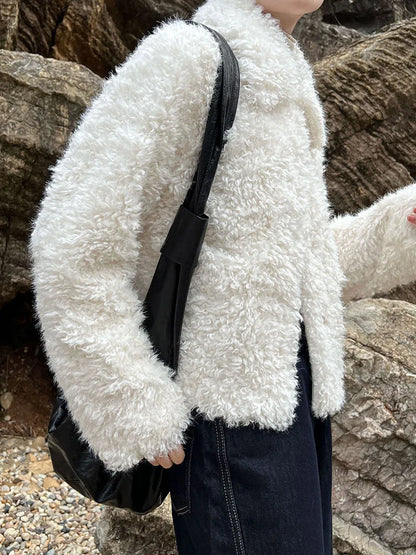 Lamb Fur White Shearling Jacket Women&