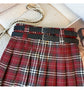 Dual-Belt Plaid Pleated Mini Skirt High Waist Boxy Tartan Skirt Women Teengirl Preppy 90s Y2K Aesthetic Spring Summer Outfit