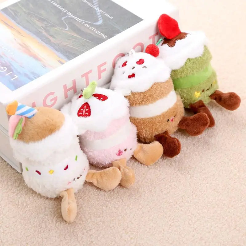 Creative Cartoon Cake Plush Keychain