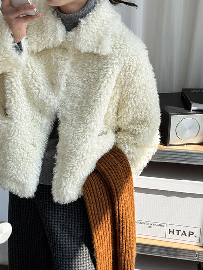 Lamb Fur White Shearling Jacket Women&
