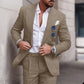 Linen Suit Wedding Suits for Men 2023 Luxury Lapel Collar Top+pants 2 Piece Set Single-breasted Flax Trajes Elegante Para Hombre